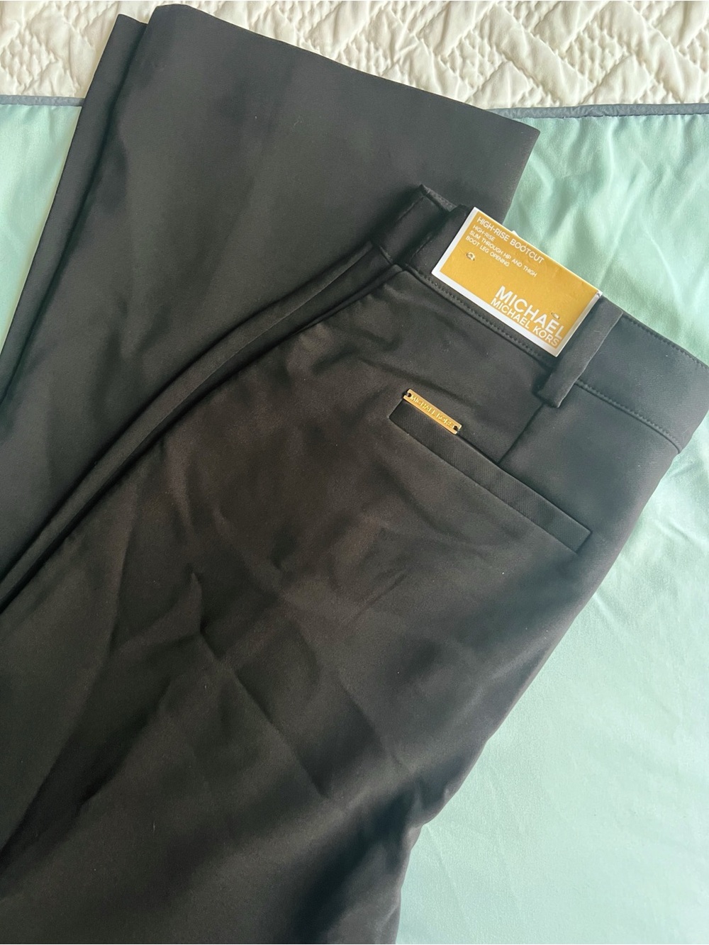 Michael Kors Black High-Rise Bootcut Dress Pants